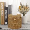 SUMTree Rattan Tissue Box Round Paper Box Organizer for Office