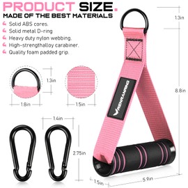 RENRANRING - Mangos de ejercicio resistentes, accesorios de agarre para poleas de máquina de cables, banda de resistencia y entrenador de fuerza, accesorios de entrenamiento desplegable, equipo añadido de gimnasio en casa (rosa)