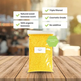 Soapeauty Organic Yellow Beewax Natural Bees Wax Pastilles For Lip Balm, Skin Care Beeswax Pellets Used as Candle Making Supplies for Beeswax Candles (8 OZ)