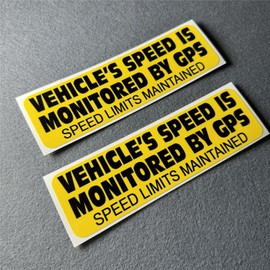 Car Stickers Speed Limits Maintained Yellow Warning Vehicle Speed Monitored by GPS Tape Auto Truck Tail Window Decals Motor Body Vans Applique (2, 250x75mm)