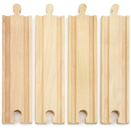 Conductor Carl Wood Train Track Expansion Packs| Compatible with Most Train Tracks| 6" Straight Tracks -1 Count (Pack of 4)
