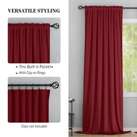 Yakamok Velvet Curtains 84 inches 2 Panels - Luxury Room Darkening Burgundy Red Curtains for Bedroom Living Room Thermal Insulated Super Soft Window Drapes Rod Pocket, Burgundy Red, W52 x L84 inches