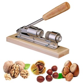 Pecan Nutcracker, Nutcracker, Walnut, Hazelnut, Nut Cracker, Walnut Tongs, Walnuts Opening Tool with Wooden Base Handle, Manual Nutcracker for Almond Walnuts, Macadamia Nuts, Brazil Nuts