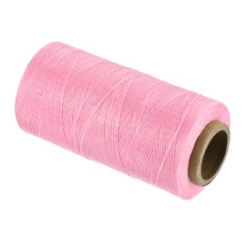 Waxed Thread,284 Yard 0.8mm 150D Flat Wax Thread Polyester Waxed String for Leather Sewing Hand Weaving Book Binding Home Decoration,Pink