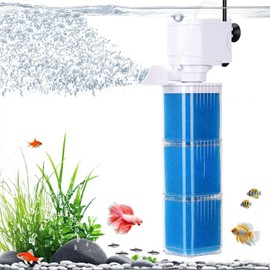4-in-1 Aquarium Power Filter - Mutil Stage Filtration, Adjustable Oxygenation/Wavemaker, Whisper-Quiet Submersible Fish Tank Filter & Water Circulation System for 20-100 Gal Fresh/Salt Tank