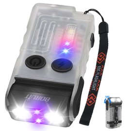 BORUIT V20 LED Small Powerful EDC Flashlight with 365nm UV Light,180°Head Swivels,USB C Rechargeable 1000 LM Mini Pocket Keychain Flash Light with Clip-13 Mode,IP67,Magnetic,110DB Buzzer(White) | BORUIT