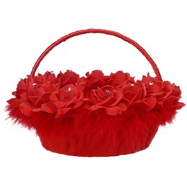 Flower Girl Basket Petal Basket Wedding Ceremony Basket Romantic Wedding Flower Basket Ceremony Banquet Decoration - Red