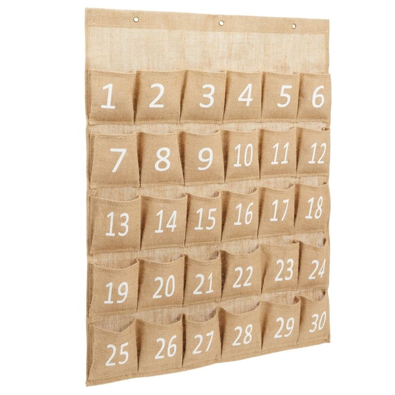 Juvale Cell Phone Storage for Classroom 30-Row Burlap Pocket Chart