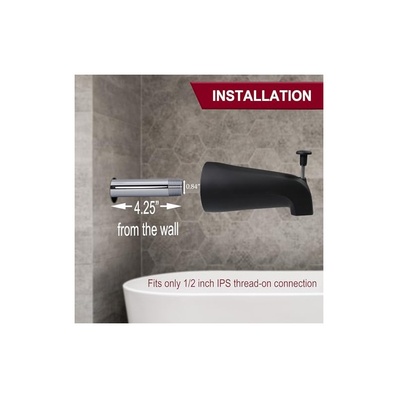 Westbrass A531D-1F-62 5-1/4" Reach Wall Mount Tub Spout with Front