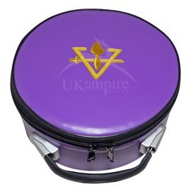 UK EMPIRE GROUP Masonic Cryptic Masons Royal & Select Crown Cap Case Purple Embroidered (R&SM Emblem) - Freemason Hat Carrying box