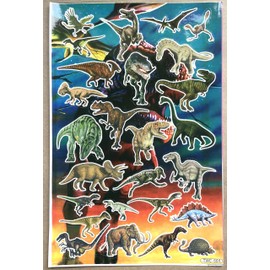 1 Bogen - Dino Dinosaurier T-Rex Raptor Tiere Aufkleber Sticker Promotion Kindergeburtstag Dekorieren Hobby Basteln Sammeln selbstklebend und vorgestanzt