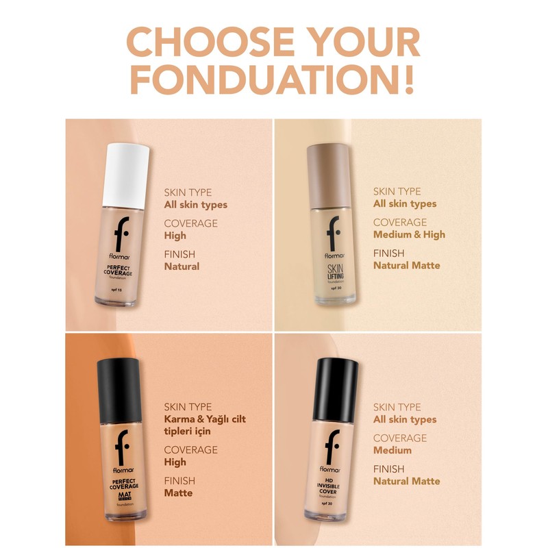 Flormar Perfect Coverage Foundation 101 Pastels - High Coverage &