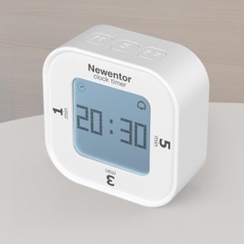 Newentor Digital Timer - Individual Countdown Timer with 1, 3, 5 Minutes - 4 Alarm Modes - Stopwatch Function and Integrated Alarm Clock for Kitchen