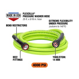 Flexzilla HFZPW40525M-E 4000 PSI, 25' Pressure Washer Hose, 5/16 in. x 25 ft, ZillaGreen