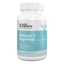 Nutri Supreme Omega 3, Plant Based Omega 3, Fish Free Premium Algal Oil Omega 3 Supplement for Heart, Skin, Brain, Eye and Immune Support, 60 Vegetarian Capsules