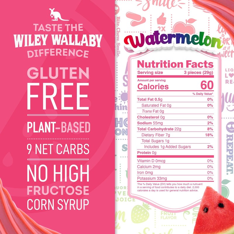 Wiley Wallaby Licorice 5.5 Ounce Watermelon Low Sugar Gluten Free