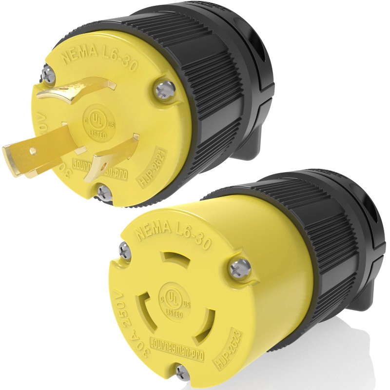 Journeyman-Pro NEMA L6-30P Pair Plug 30A 250V Locking Male Female