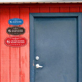 Signs ByLITA - Letrero victoriano No Food Or Drink Beyond This Point (marfil/café oscuro) - S