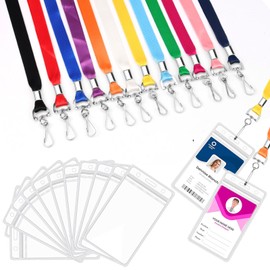 LSXD Porta Credencial, 12 Colours Cordon para Gaffette para Medicina, Enfermera, Soporte para Tarjetas de Identificación Vertical, Tarjetero para Cuello Transparente Impermeable para Oficina, Escolare