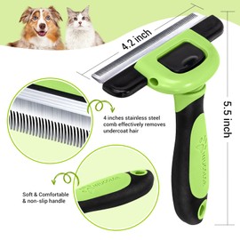 MIU COLOR Pet Grooming Brush, Deshedding Tool for Dogs & Cats, Effectively Reduces Shedding by up to 95% for Short Medium and Long Pet Hair，Apple Green
