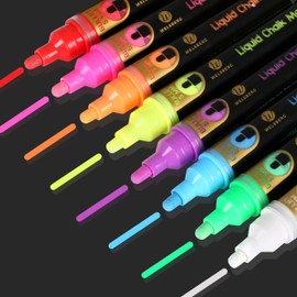welsberg Liquid Chalk Pens 5 mm Tip Pack of 8 Chalk Markers for Blackboard, Whiteboard, Window, Glass Erasable 10 g Jumbo Ink
