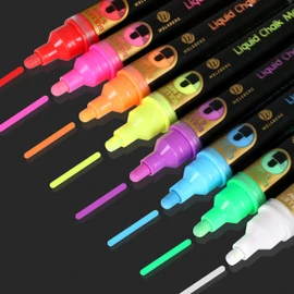 welsberg Liquid Chalk Pens 5 mm Tip Pack of 8 Chalk Markers for Blackboard, Whiteboard, Window, Glass Erasable 10 g Jumbo Ink