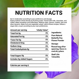 Premium Pure Butterfly Pea Flower Powder, 7.05oz/200g | Just One Ingredient, No Sugar or Additives | Natural Blue & Purple Food Coloring Butterfly Pea Powder for Baking, Smoothies & Drinks