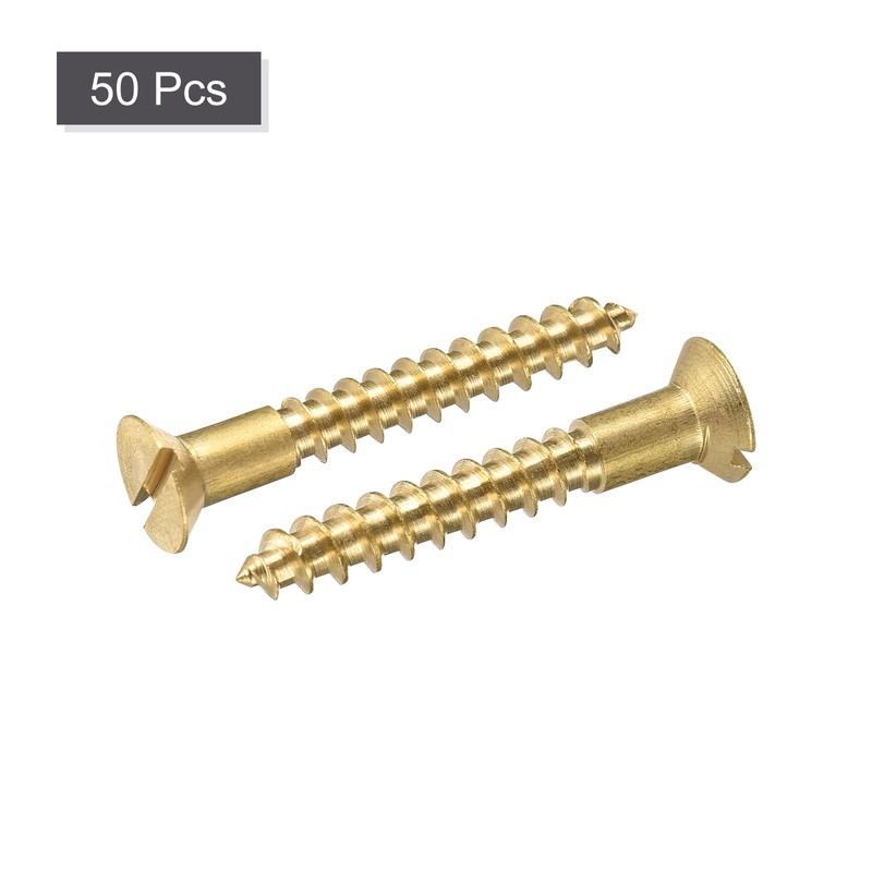 sourcing map Wood Screws M3.5 x 25mm Slotted Flat Head