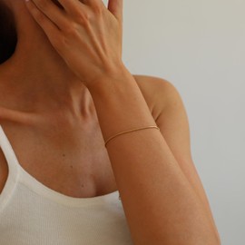 Kyazeo 18K Gold Plated Round Snake Bracelet Minimalist Layering Thin Snake Link Chain Bracelet for Women Trendy Jewelry