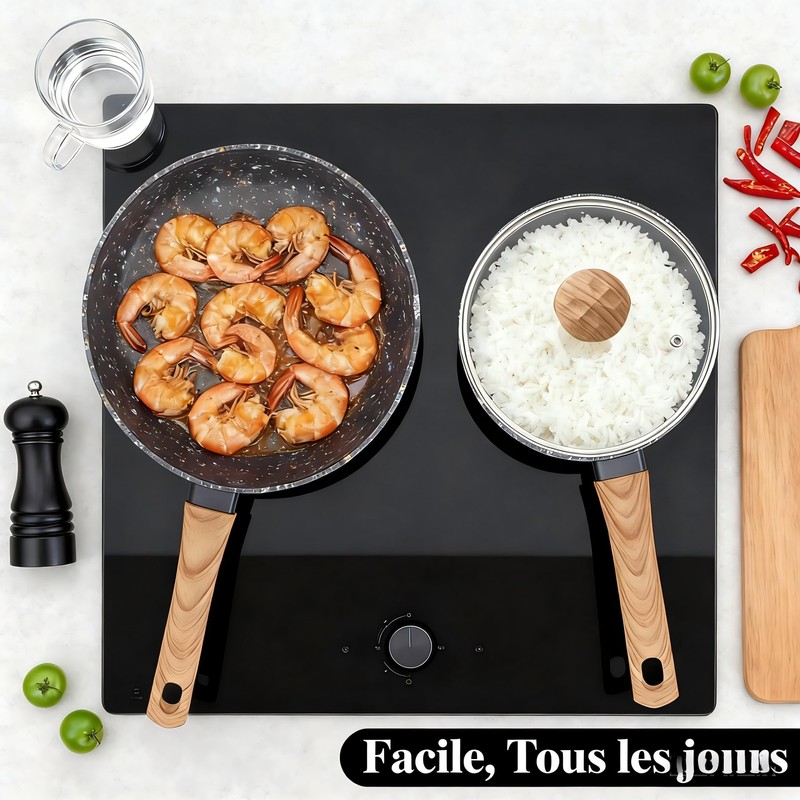 Jovire 3-Piece Nonstick Cookware Set, 8.5 Inch Frying Pan &