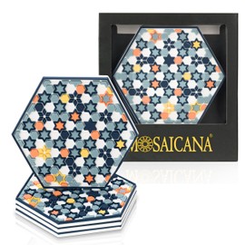 Coasters for Drinks – Set of 4 Coasters, Silicone, Protect Against Water Marks or Damage - Fit All Cups, 3.5" Inch Size Fits, Colored Coasters (Stars of Mars)