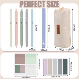 Kisston 24 Pack Aesthetic School Supplies Include Small Pencil Case 12 Pcs Cute Highlighters 5 Pcs Quick Dry Black Ink Gel Pens 6 Pcs Clear Transparent Sticky Notes for Students (Beige)
