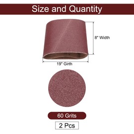 sourcing map 2pcs 8" x 19" Sanding Belts 60 Grits Aluminum Oxide Abrasive Belt Sander Paper Sanding Papers for Metal Wood Grinding Polishing, Reddish Brown