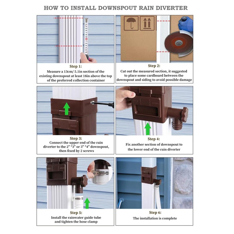 XPINYT Rain Barrel Diverter Kit, Downspout Diverter Fits for 2""x