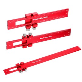 Woodworking Ruler 3PCS Precision Pocket Rule - 6, 8, 12 Inch Metal Slide Stop Marking Ruler Metric Inch Measuring Woodworking Scribing Measure Tools - Aluminum Alloy Construction
