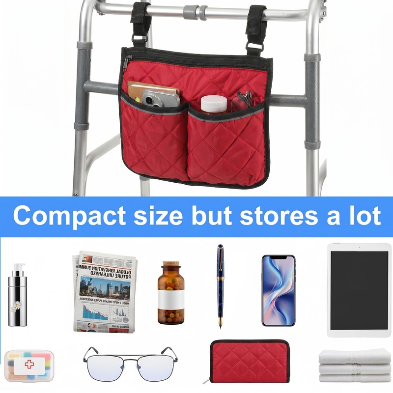 Walker Bag for Folding Walker Walker Basket with Reflective Safety