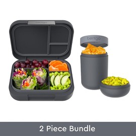 Bentgo Modern Lunch Box & Snack Cup Bundle - Portable Meal Prep Container for Easy Use - Color: Dark Gray