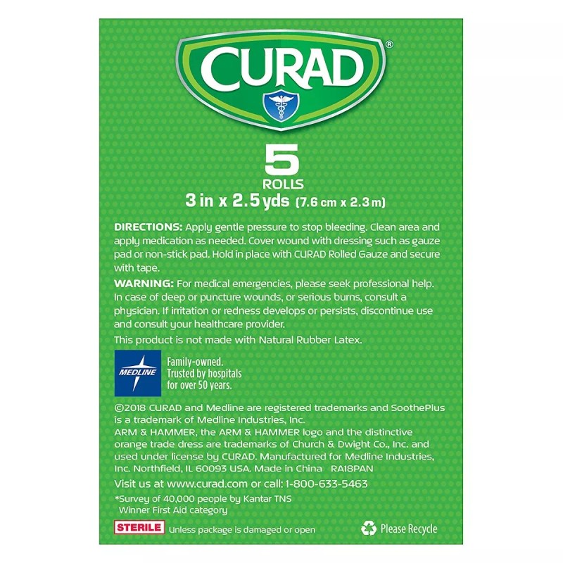 Curad Bv Sootheplus Rolled Gasa Con Arm & Hammer Bicarbonato