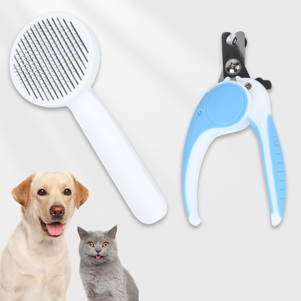 Huitban 2PCS Pet Grooming Kit，Cat Brushes、Cat Nail Clipper，Cat Grooming Brush