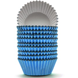 200 Pcs Blue Foil Cupcake Liners Standard Baking Cups Muffin Paper Cases