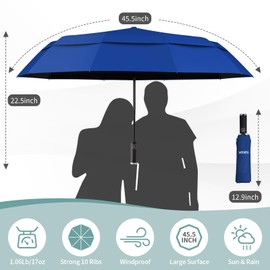 Seniny Windproof Travel Umbrella, Double Vented Canopy Large Umbrellas for Rain, Automatic Compact Umbrella for Car Backpack, Portable Pocket UV Umbrellas for Sun Protection Walking, Lightweight