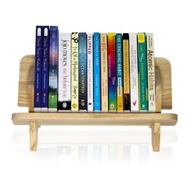 Couch-Style Desktop Bookshelf Organizer - Natural Wood Desk Top Bookshelf for Books, CDs, Magazines, Space-Saving for Home Office/Dorm (1, Oblong)