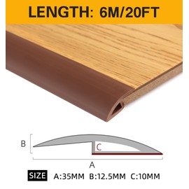 BNELL Carpet & Floor Edging Trim Strip,Self Adhesive-PVC Floor Transition Strip,Thresholds for Doorways with a Height Less Than 10 MM (20FT_Coffee)