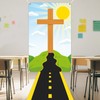 2PCS Religious Cross Backdrop with Road Decorations Religious Cross Backdrop