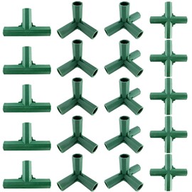 Pack of 20 Greenhouse Corner Connectors, Greenhouse Frame, Connectors, Connectors for Greenhouse Frame, Suitable for Garden Frame, Grape Trellis, Shed, 4 Types, 11 mm