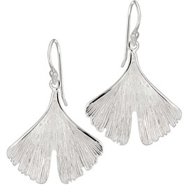 Vinani Women's Earrings 925 Silver – Earrings Gingko Leaf Matte Shiny 925 Sterling Silver for Women Tree OGI, Sterling Silver
