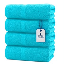 DAN RIVER 100% Cotton Bath Towel Set Pack of 4| Soft Large Bath Towel| Highly Absorbent| Daily Usage Bath Towel| Ideal for Pool Home Gym Spa Hotel| Aqua Towel Set| Bath Towel Set 27x54 in| 600 GSM