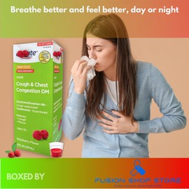 Cough Relief Raspberry Flavor- Chest Congestion Expectorant, 8 fl oz (Pack of 1), Boxed by Fusion Shop Store