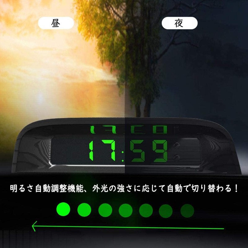 Car Digital Clock, In-Car Clock, Solar Electronic Clock, 4-in-1 Clock,