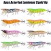 Luminous Squid Jig Hook Saltwater Fishing Lures Plastic Glow Shrimp